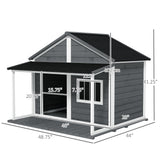 Outdoor Cabin Style Dog House, Medium Dogs, 53 lbs, Gray