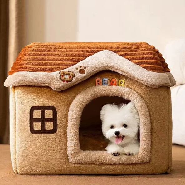 Fully Enclosed Pet House For Fall And Winter Cozy Kennel For Dogs And Cats