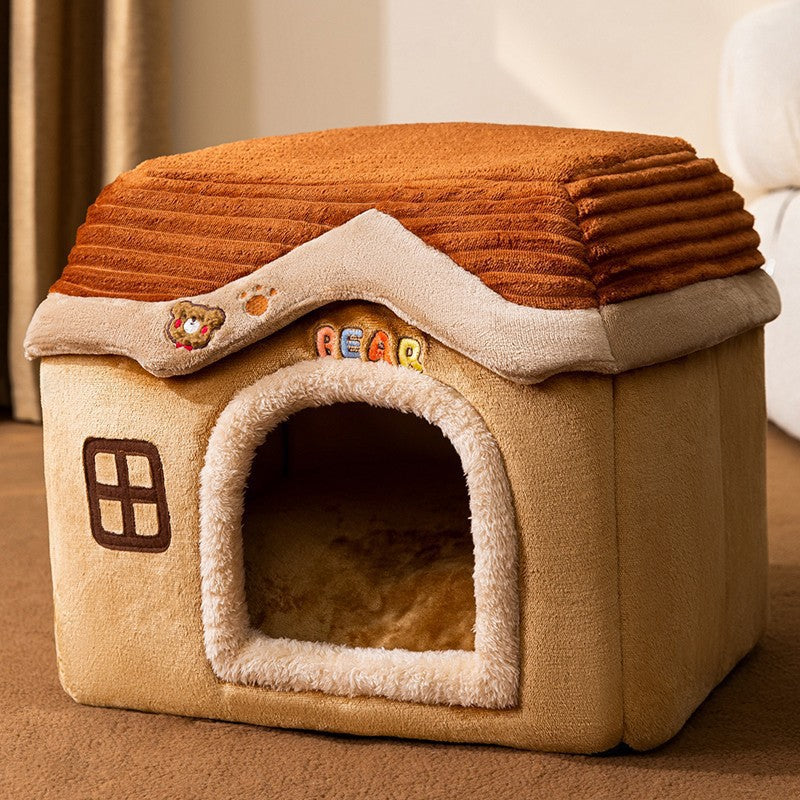 Fully Enclosed Pet House For Fall And Winter Cozy Kennel For Dogs And Cats