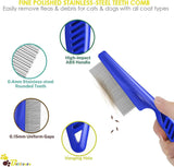 Stainless Steel Dense Gear Blue Pet Flea Comb 4-piece Set