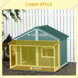 Outdoor Cabin Style Dog House, Medium Dogs, 53 lbs, Gray