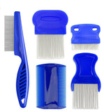 Stainless Steel Dense Gear Blue Pet Flea Comb 4-piece Set
